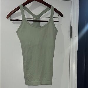 Women's Green Ribbed Tank Top